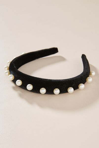 Gwen Pearl Velvet Headband Anthropologie