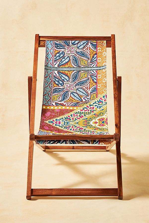 Slide View: 1: Blockprint Sling Beach Chair