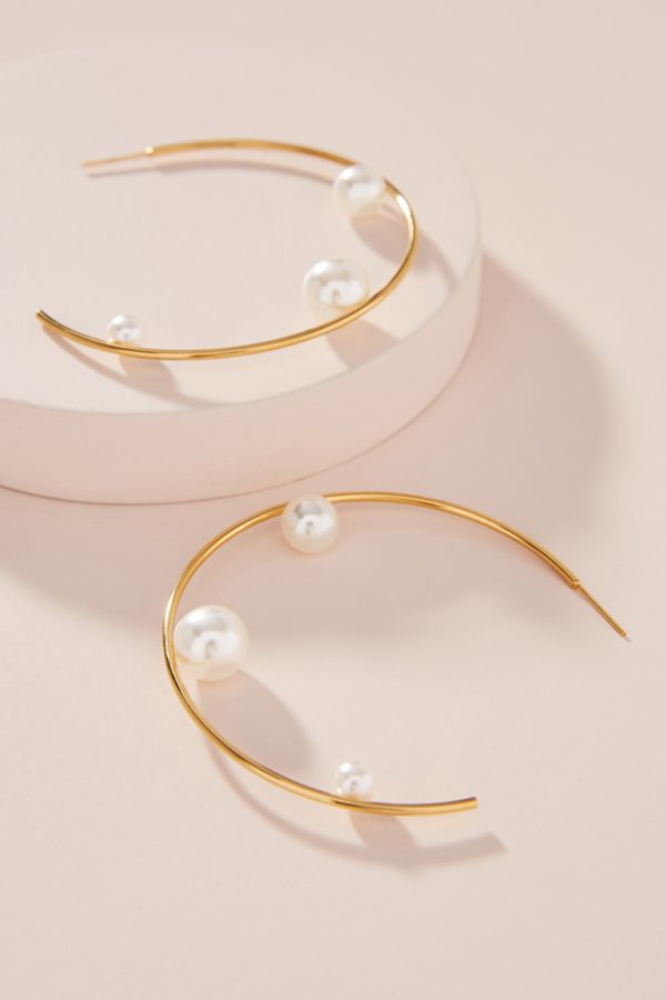 Victoria Six Pearl Trio Hoop Earrings Anthropologie