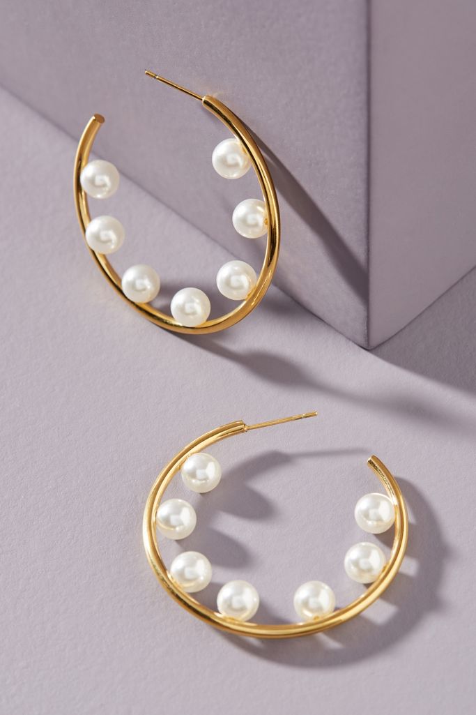 Victoria Six Pearl Hoop Earrings | Anthropologie