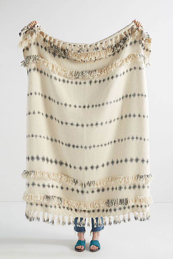 Slide View: 1: Fringed Sierra Throw Blanket