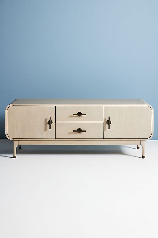 Nora Media Console Anthropologie, White Tv Stand With Rounded Corners