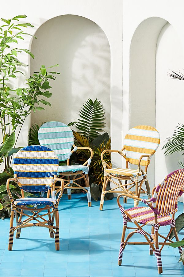 Slide View: 1: Belmar Striped Indoor/Outdoor Bistro Chair