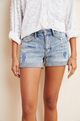 Pilcro High-Rise Patchwork Denim Shorts 