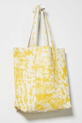 yellow leather tote bag