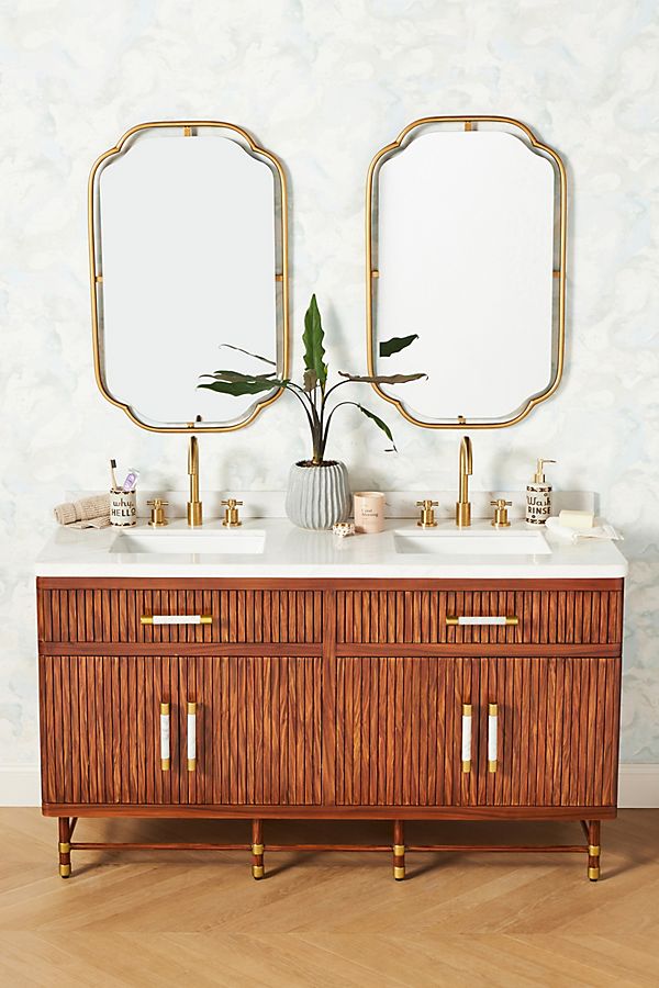 Slide View: 1: Deluxe Tamboured Double Bathroom Vanity