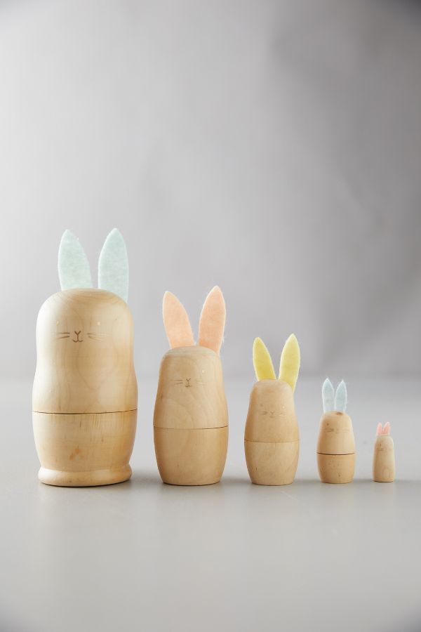 Slide View: 1: Wood Nesting Easter Bunnies