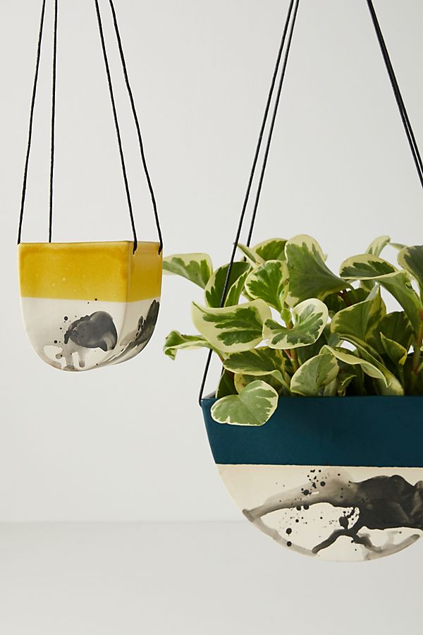 Slide View: 1: Elizabeth Benotti Half Moon Hanging Planter