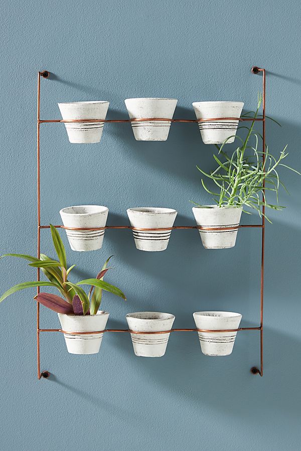 Slide View: 1: Hanging Clay Pots, Set of 9