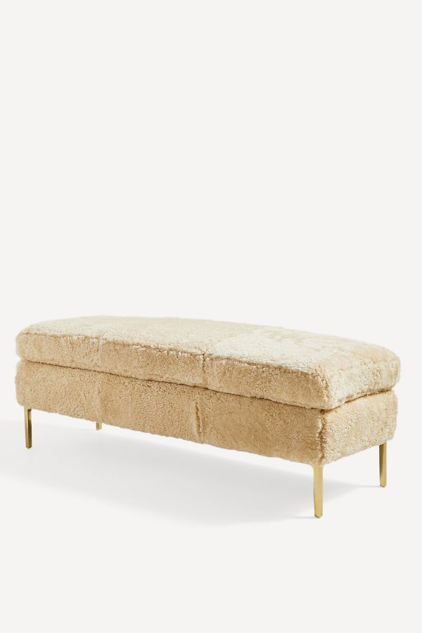 Slide View: 3: Shearling Bouclé Edlyn Bench