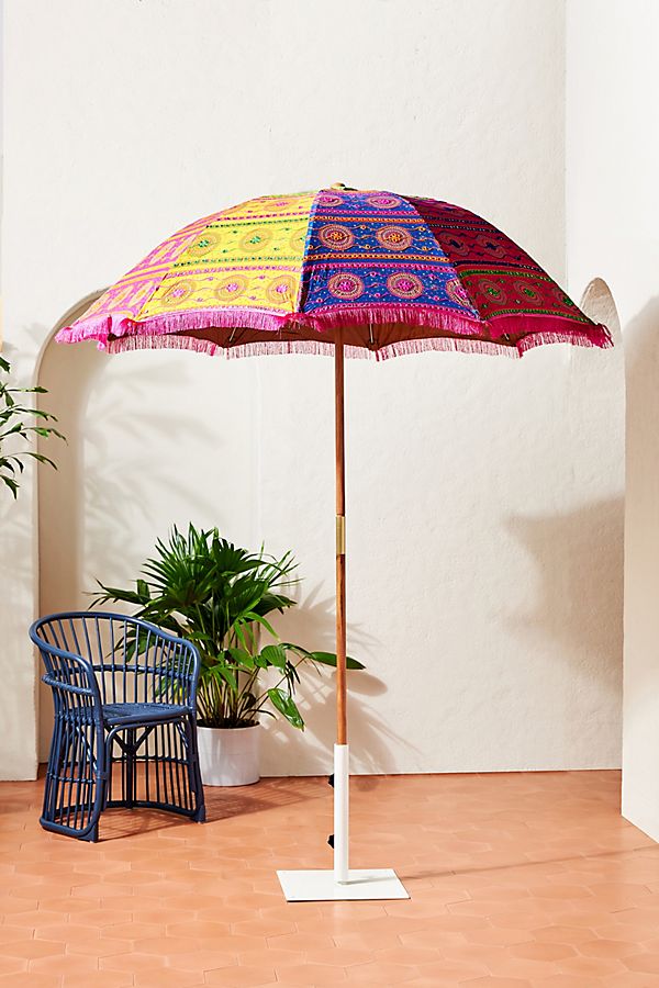 Slide View: 1: Eden Fringed Beach Umbrella