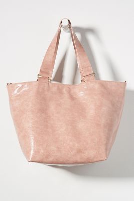 reversible faux leather tote