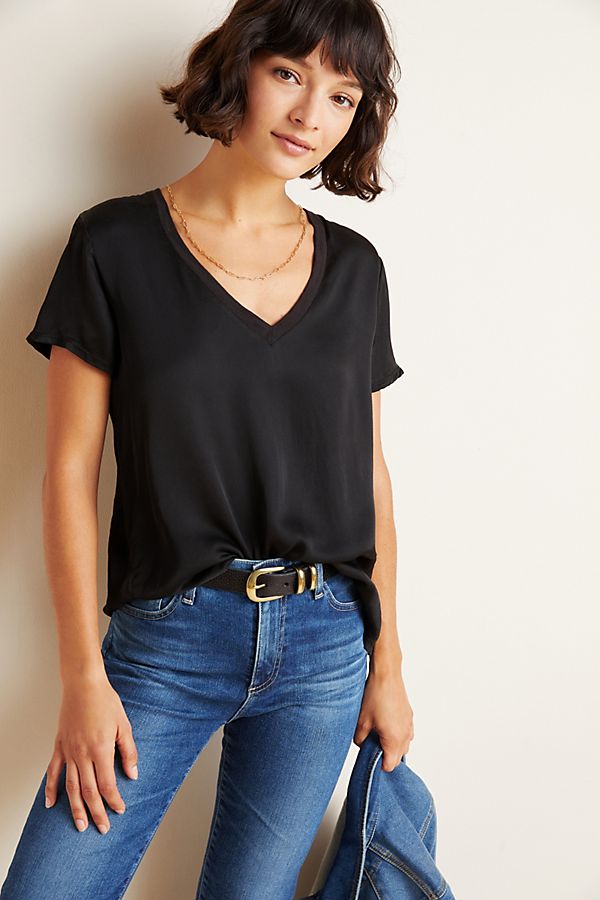 Slide View: 1: June Sateen V-Neck Top