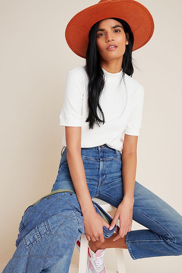 Slide View: 1: Ivy Ribbed Mock Neck Top