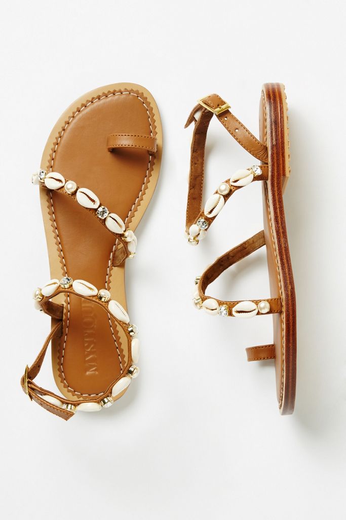 Mystique Shell-Embellished Sandals | Anthropologie