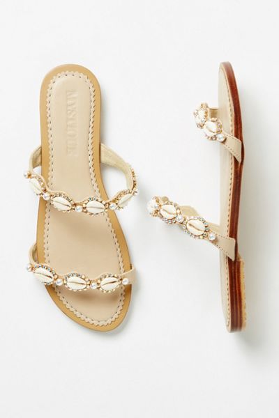 Mystique Shell-Embellished Slide Sandals | Anthropologie