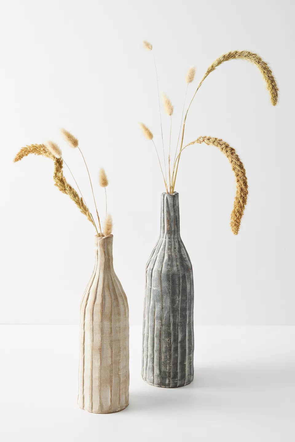 Anthropologie Ribbed Clay Decorative Vases