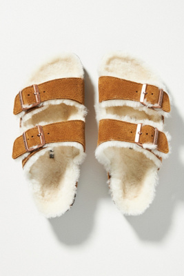 birkenstock shearling lined sandals