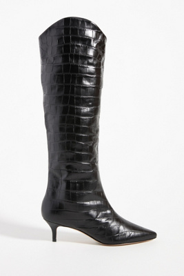 tall kitten heel boots