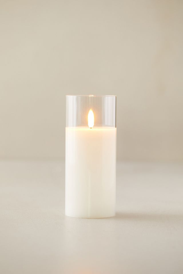 Stargazer Flameless Pillar Candle in Glass, Clear Anthropologie
