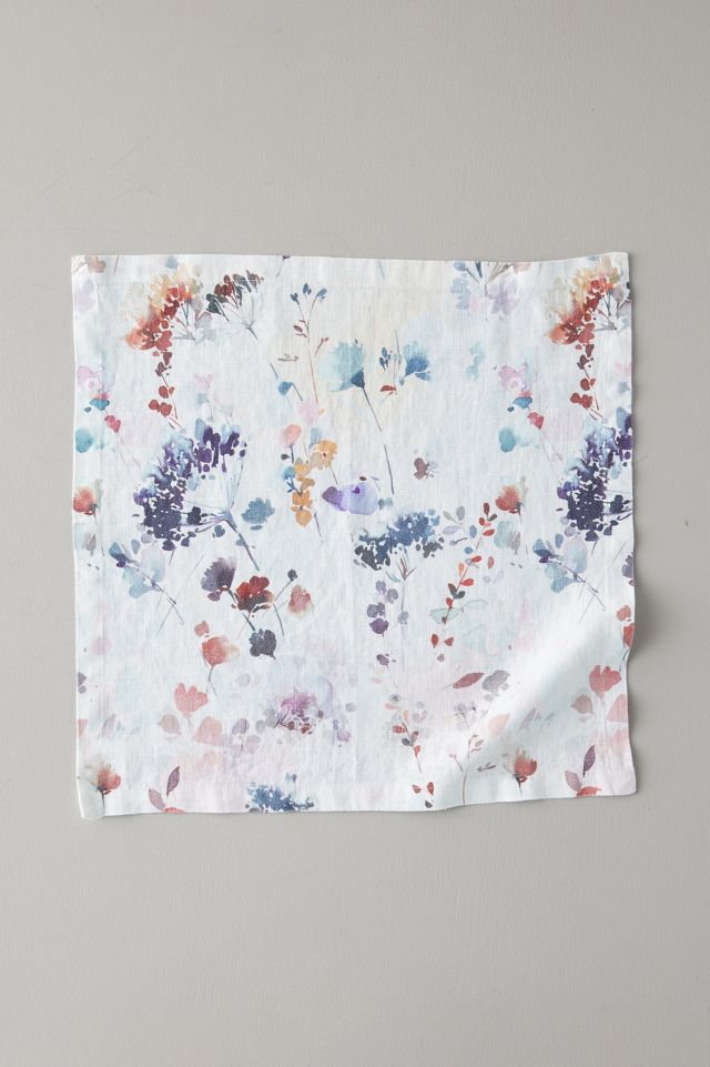 Lithuanian Linen Napkin Set of 2, Painted Florals | Anthropologie