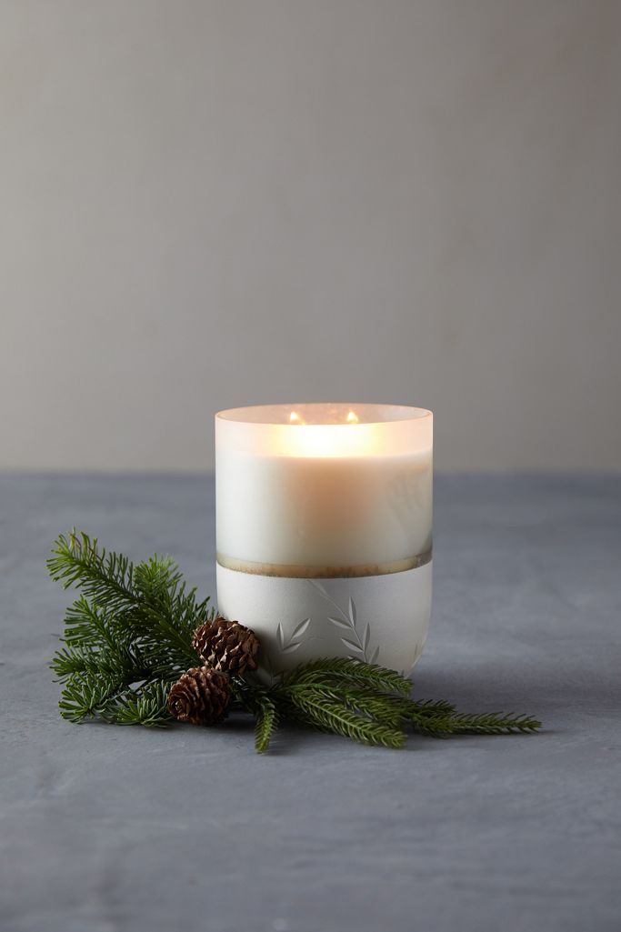 Illume Frosted Glass Candle, Large Balsam + Cedar Anthropologie
