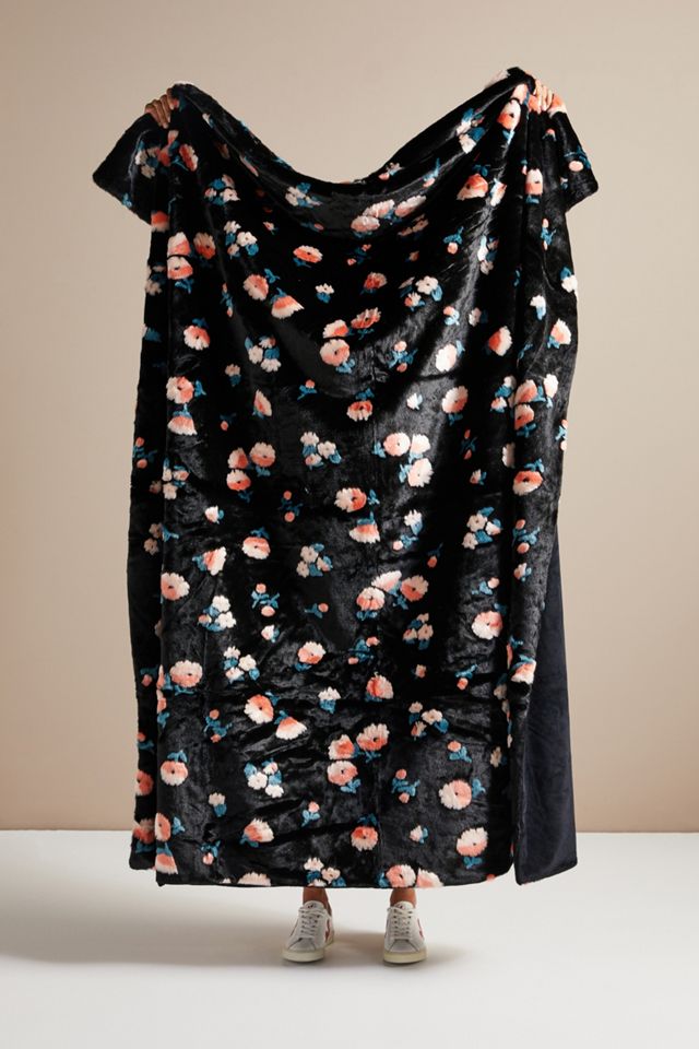 Flora Faux Fur Throw Blanket Anthropologie