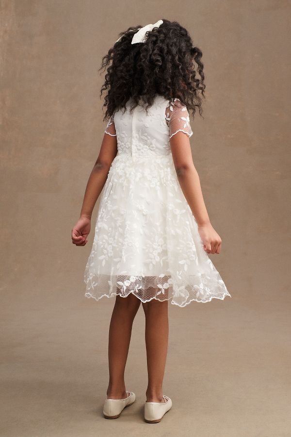 Slide View: 3: Princess Daliana Lindi Lace Piping Crew-Neck Flower Girl Dress