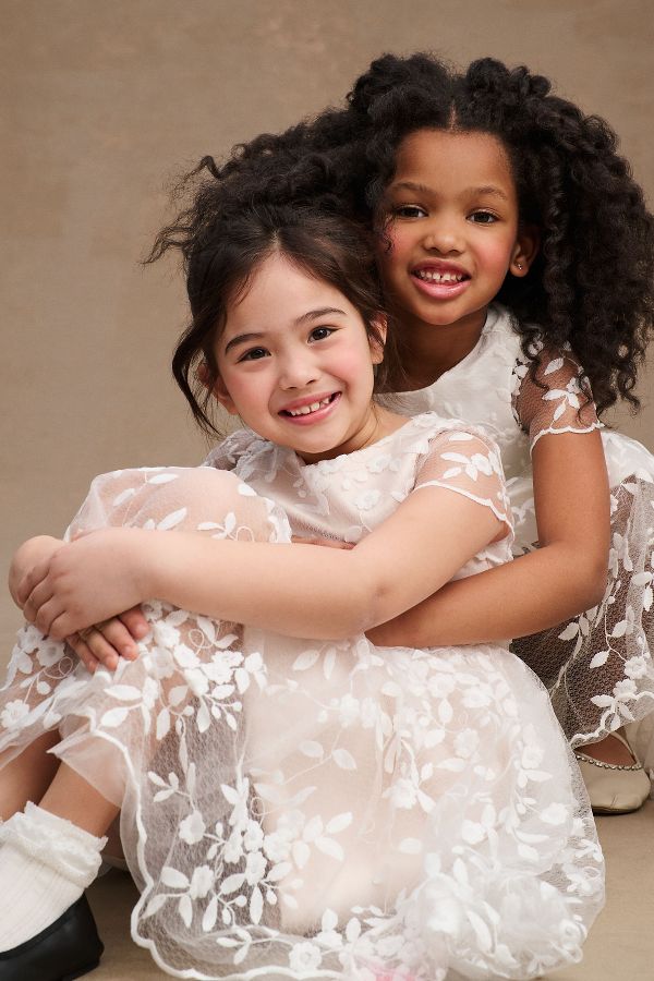 Slide View: 4: Princess Daliana Lindi Lace Piping Crew-Neck Flower Girl Dress