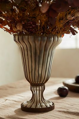 Fluted Glass + Iron Vase