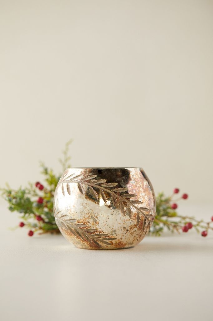 Linnea's Lights Etched Mercury Glass Candle, Gather Anthropologie