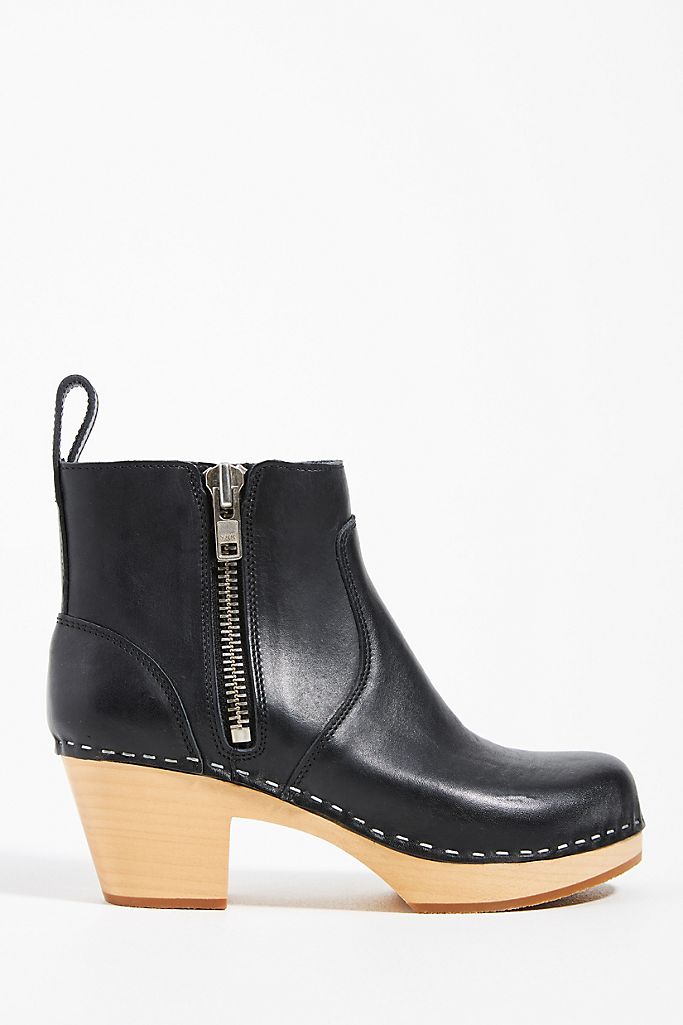 Swedish Hasbeens Leather Clog Booties | Anthropologie