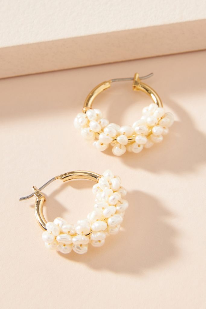 Cara Pearl Huggie Hoop Earrings | Anthropologie