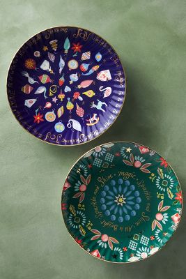 Danielle Kroll Making Spirits Bright Dessert Plate | Anthropologie