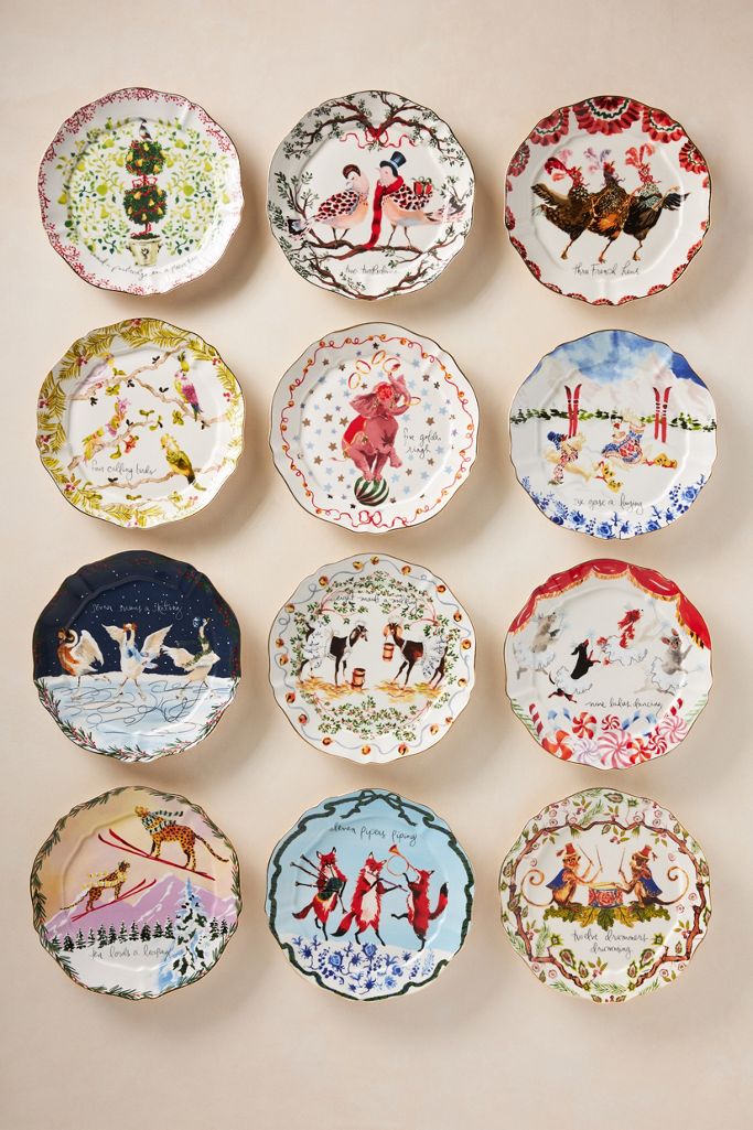 Inslee Fariss Twelve Days of Christmas plates - Christmas decor at Anthropologie.