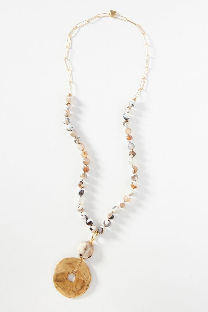 Aneth Sage Beaded Pendant Necklace