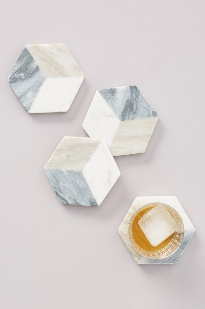 Geometric Marble Coasters, Set of 4 Anthropologie