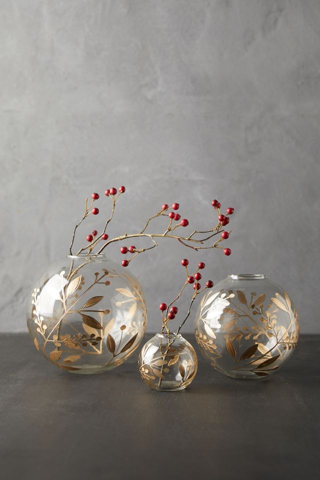 Etched Berries Bauble Bud Vases, Set of 3 Anthropologie
