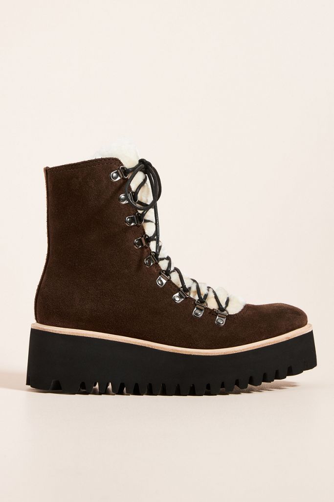 All Black Sherpa Lace-Up Boots | Anthropologie