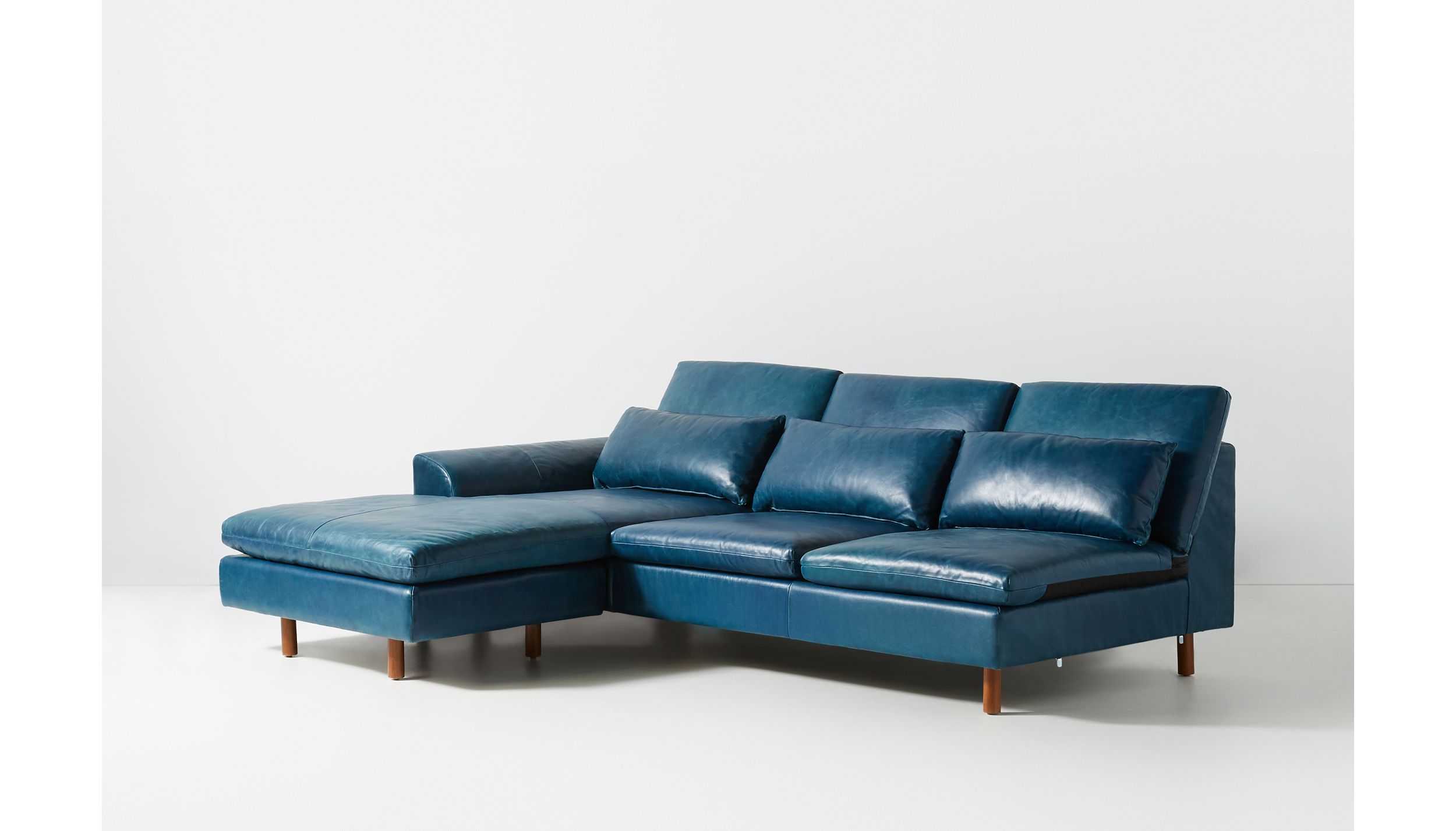 Mirren Modular Leather Reversible One, Teal Leather Sectional