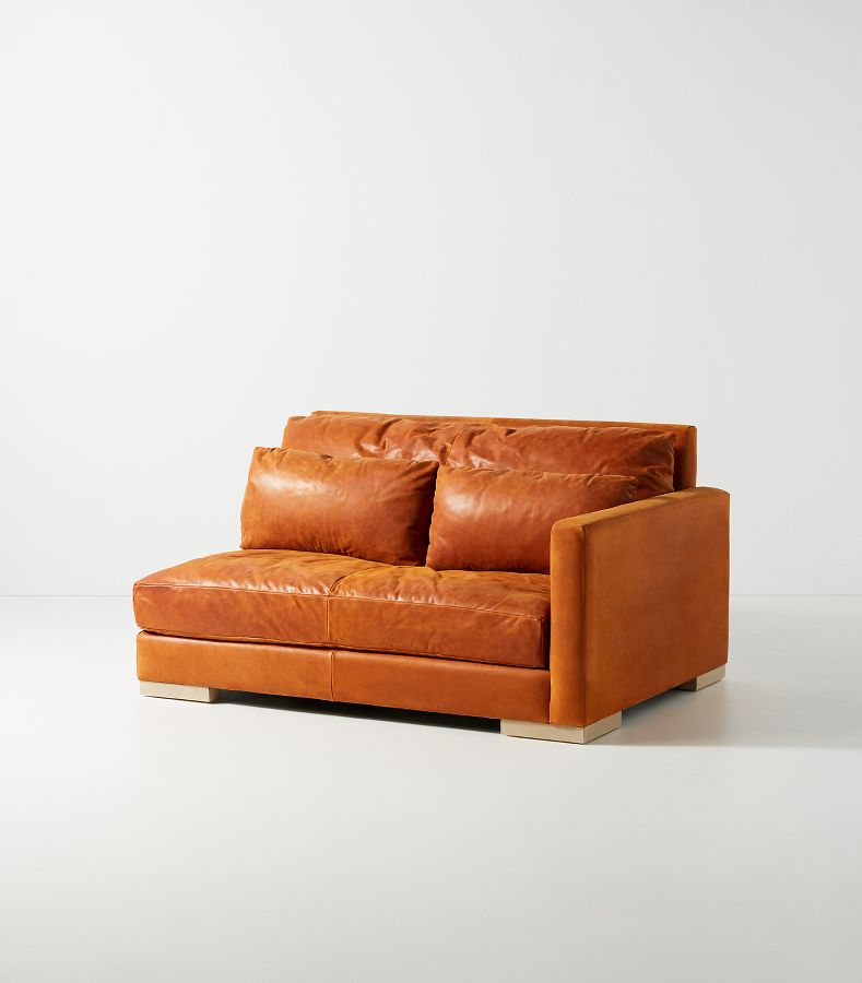 Relaxed Sunday Modular Leather One-Arm Loveseat