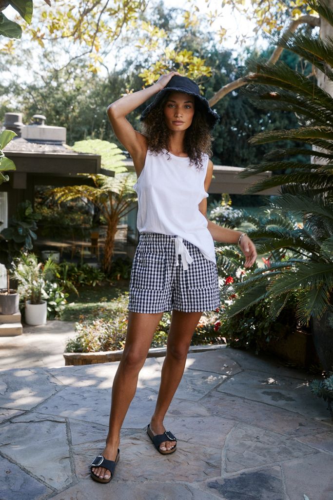 Gingham CoverUp Beach Shorts Anthropologie