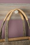 Thumbnail View 3: Woven Jute Tote Bag, Natural Stripe