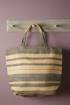 Thumbnail View 1: Woven Jute Tote Bag, Natural Stripe