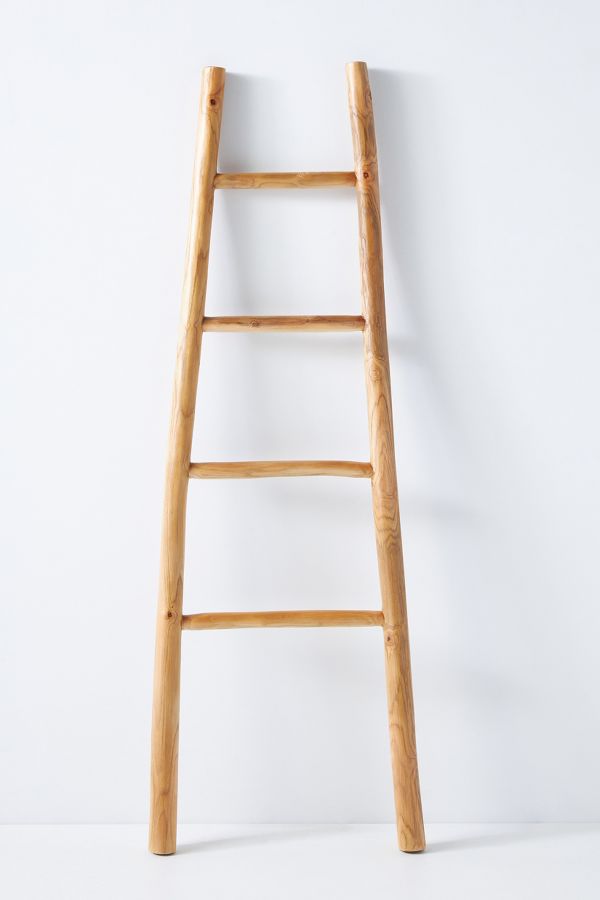 Slide View: 3: Travis Decorative Teak Blanket Ladder