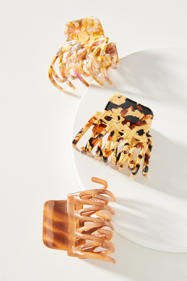 Set of 3 Scalloped Tortoise Hair Clips Anthropologie UK
