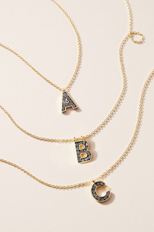 Deco Diamond Monogram Pendant Necklace