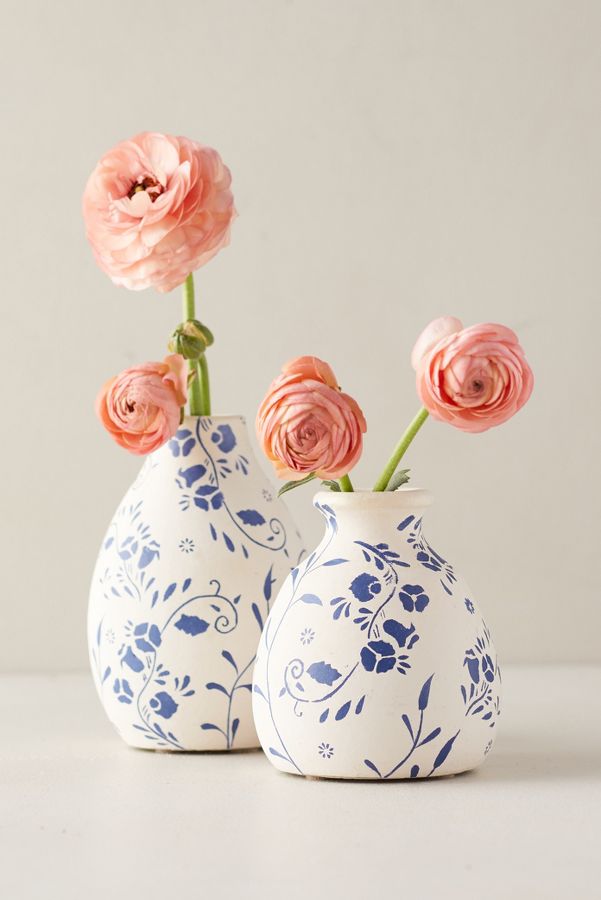 Slide View: 1: Floral Ceramic Bud Vase