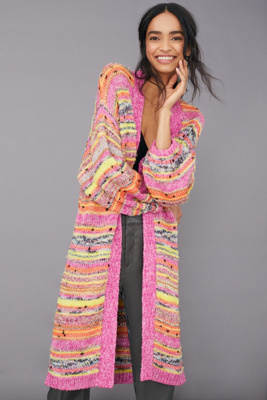 longline cardigan pink