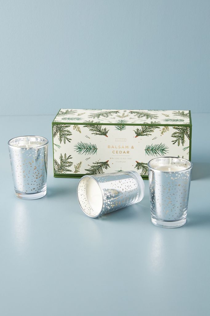 Balsam and Cedar Mini Luxe Glass Candles, Set of 3 | Anthropologie